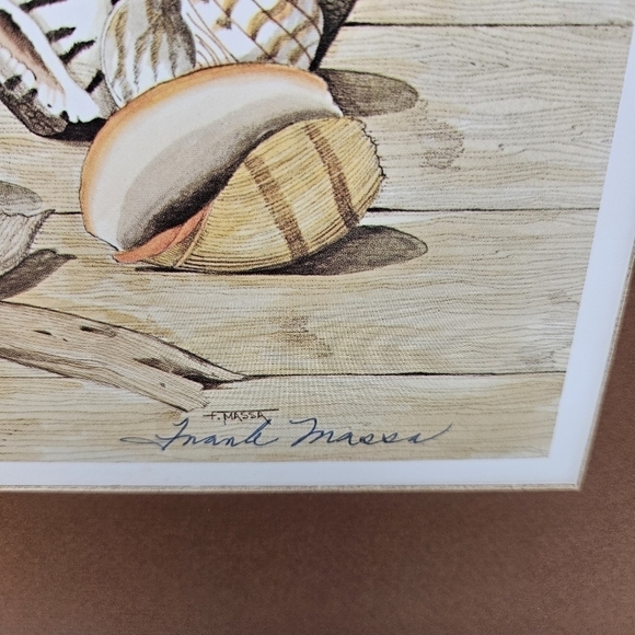 Vintage Beach Seashells Art Print Artist Signed Frank Massa 1978 The Guild NY - Picture 3 of 13